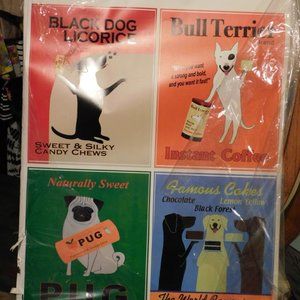 Peel and Stick Dog Wall Art Removable pictures set of 4